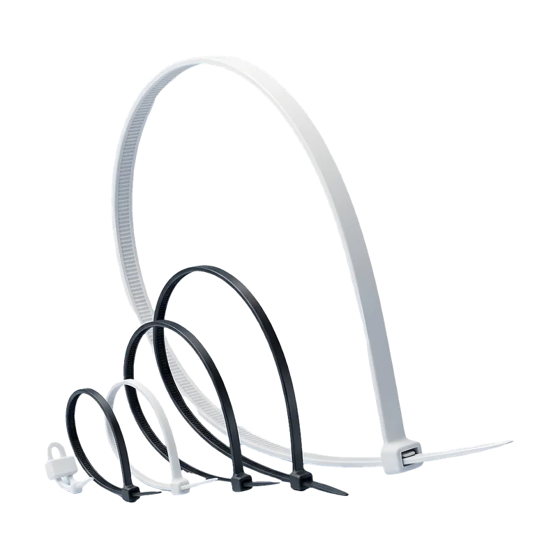 Colliers de serrage nylon blancs et noirs de plusieurs longueurs