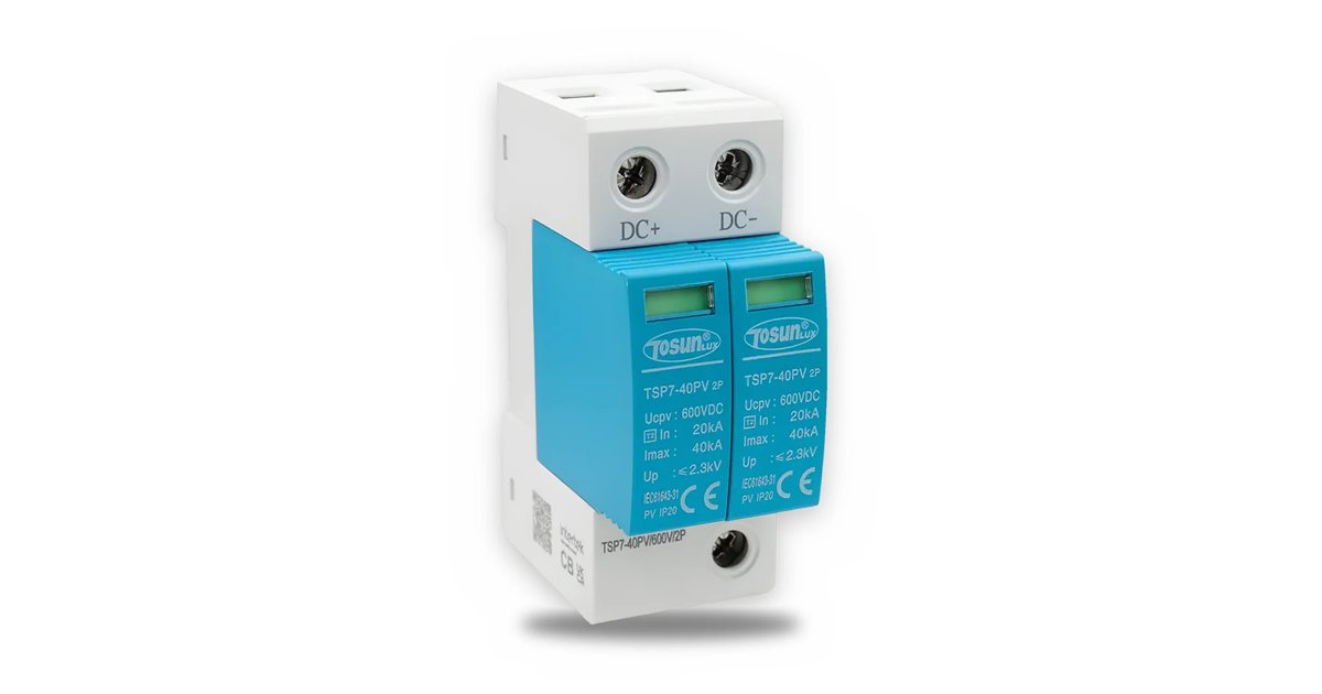 Parafoudres DC photovoltaïques TSP7-40 TOSUNLUX TSP7-40PV 2P · modèle 600 V DC photographié